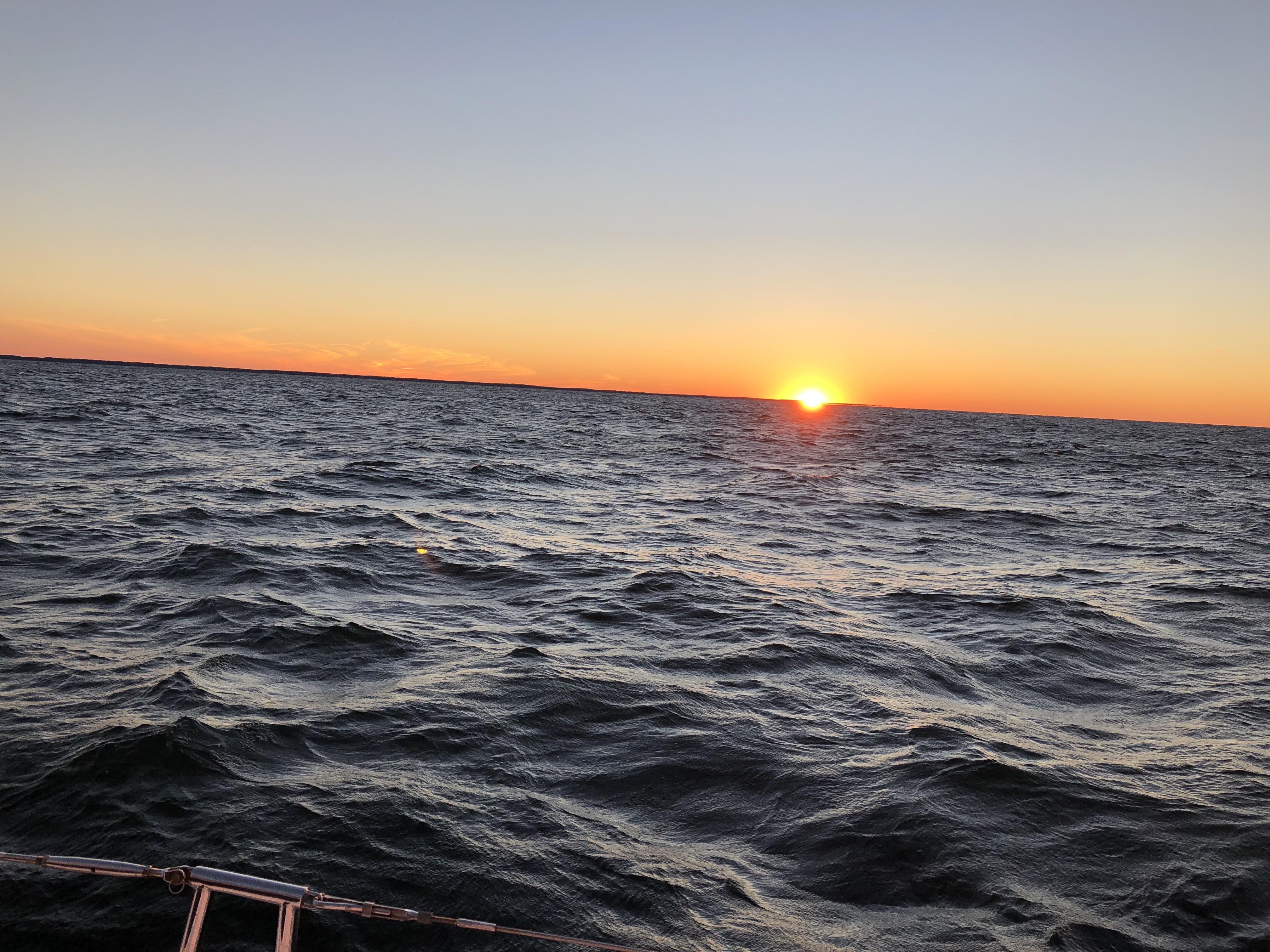 Just past the Potomac and barely into Virginia when the sun set